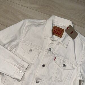 Levi's Denim Trucker Jacket Mens Small White Cotton Button Front New Tags